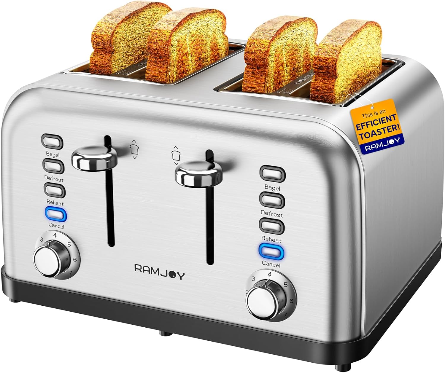 Toaster 4 Slice, Dual Independent Controls, Extra Wide Slot Toasters for Bagel,...