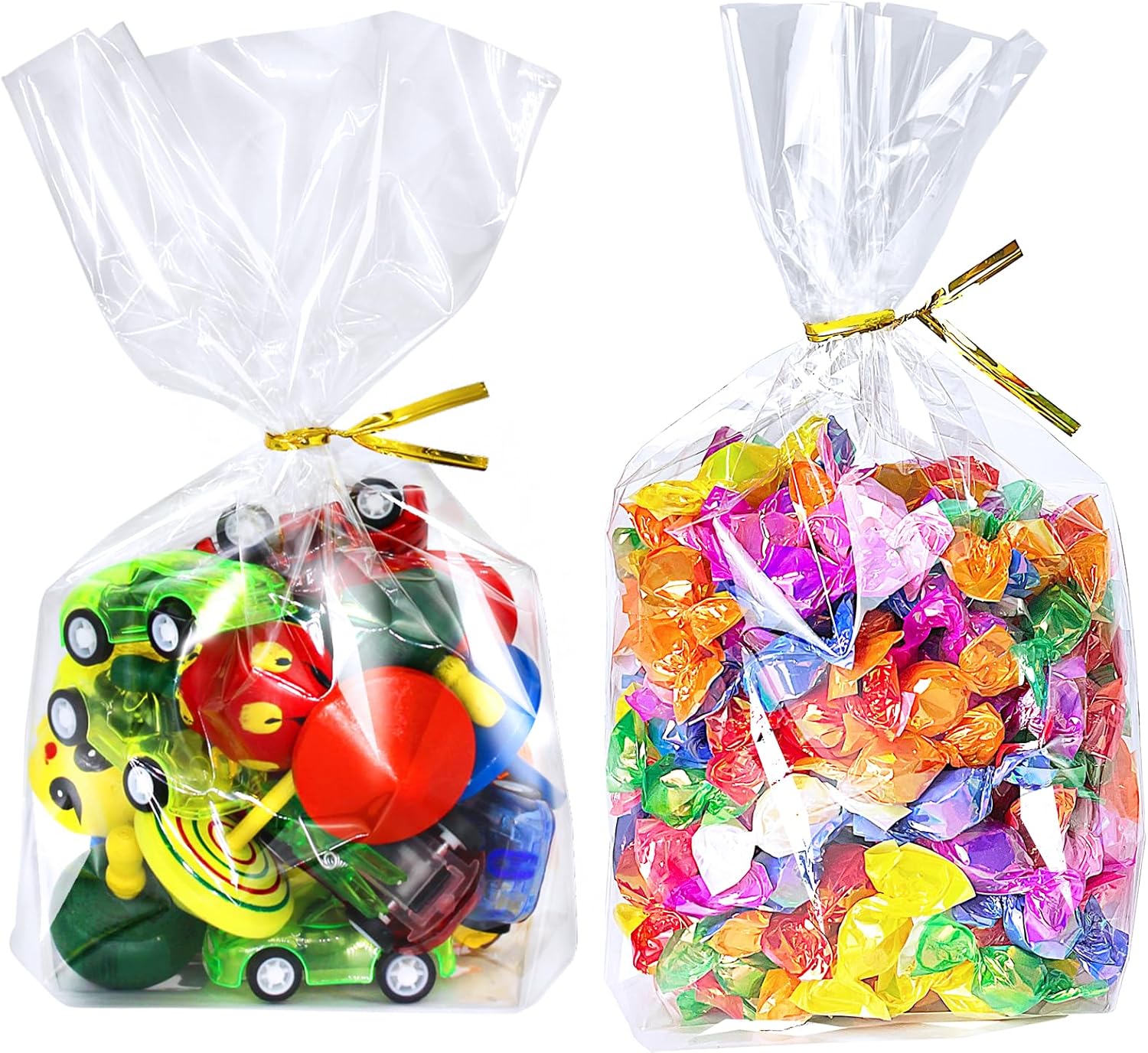 PigPotParty 6"x 9", 100Pcs Bottom Gusset Bags, Clear Plastic Cellophane Treat Go...