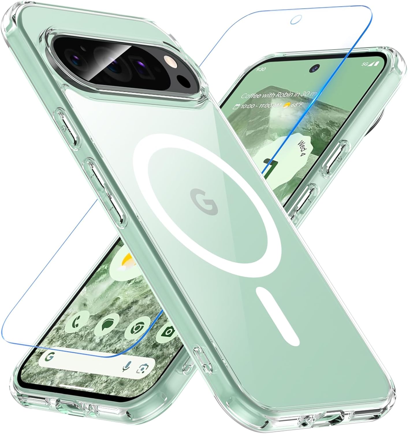 Hensinple Magnetic for Google Pixel 9 Case/Google Pixel 9 Pro Case with Tempered...