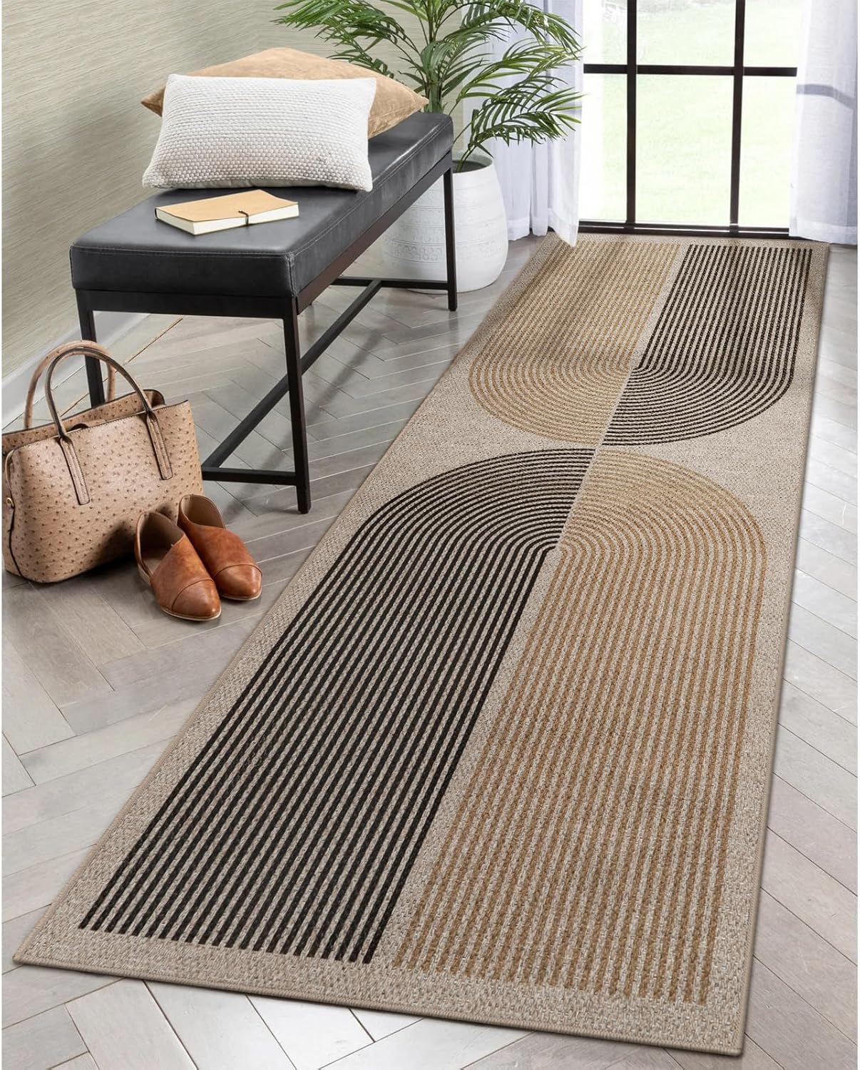 Lahome Modern Rainbow Easy Jute Rug, 2x8 Hallway Runner Washable Rugs for Entryw...