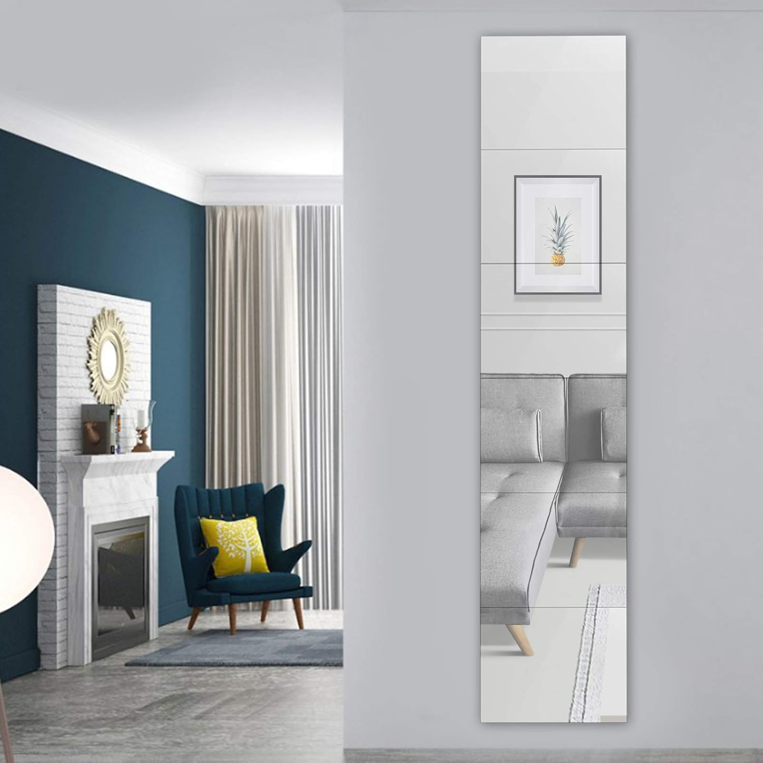 Shoze 6Pcs Glass Mirror Tiles 30x30x0.3cm Mirror Stickers Square Mirror Wall Mou...