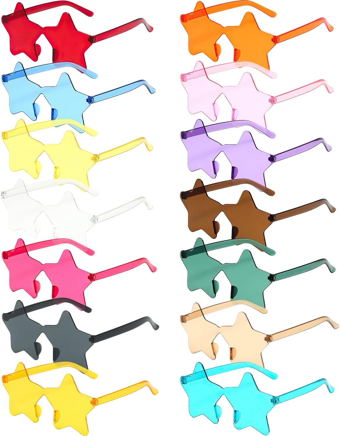 14 Pairs Star Shaped Rimless Sunglasses Frameless Star Sunglasses Transparent Ca...