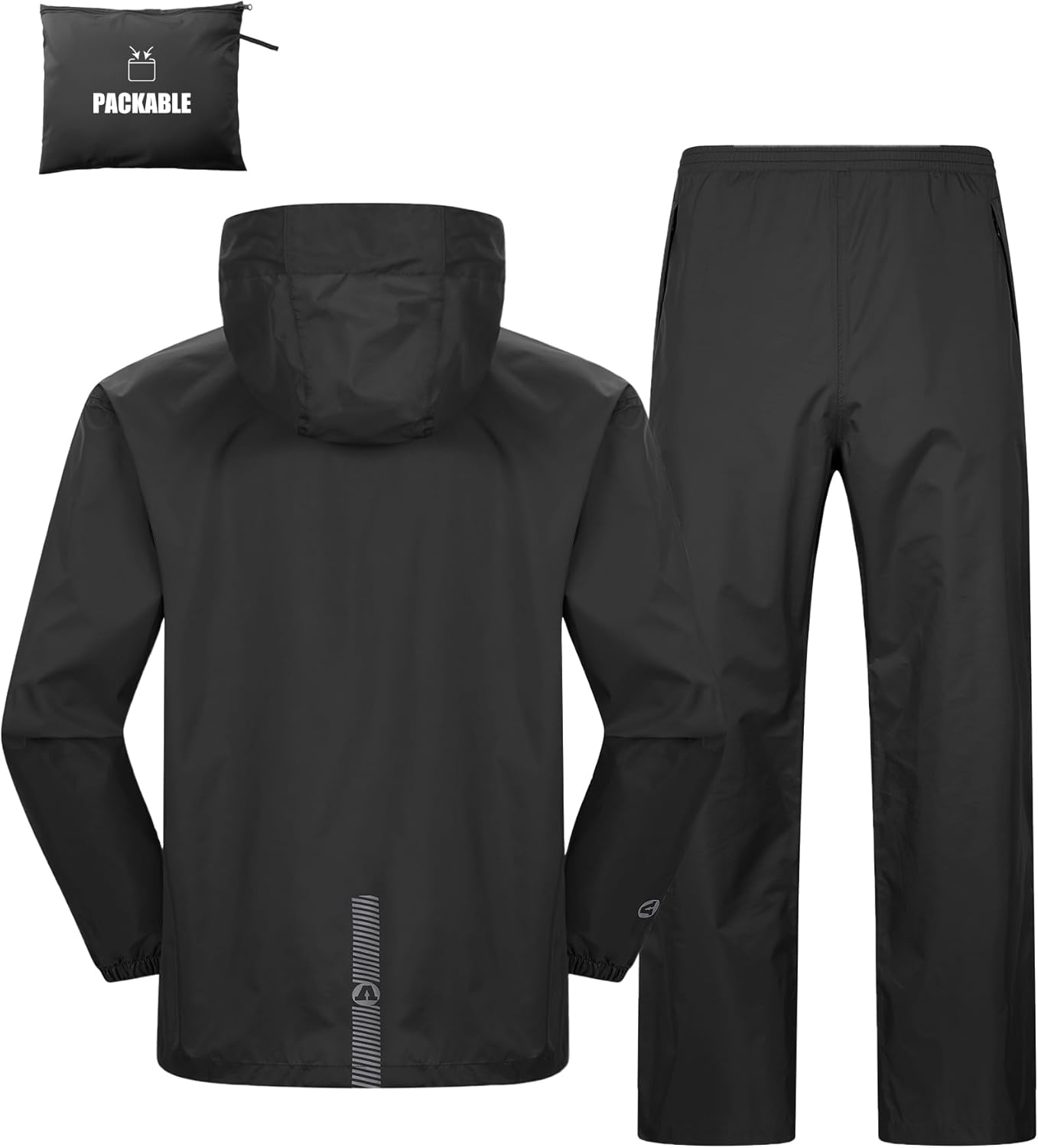 Outdoor Ventures Packable Rain Suit for Men Lightweight Waterproof Breathable Ra...