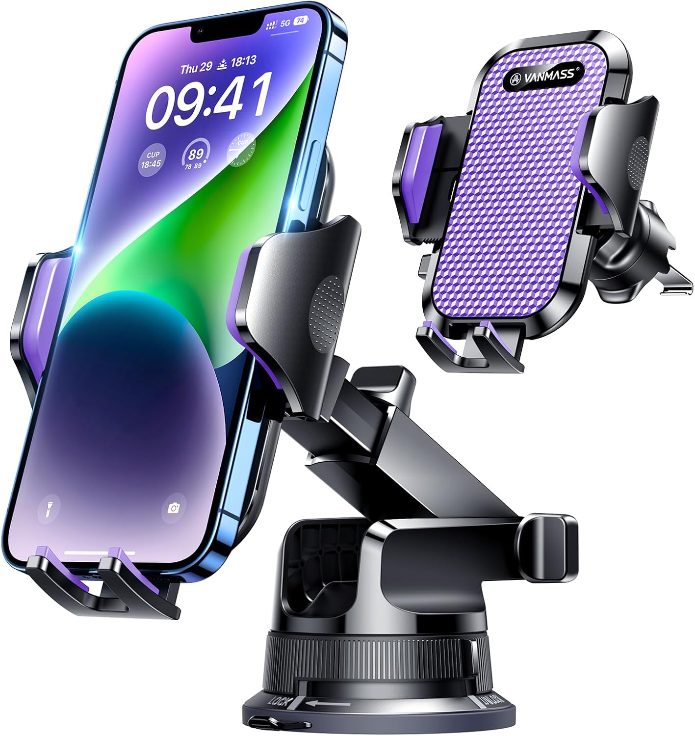 VANMASS [True Military-Grade] Car Phone Holder [2024 Best Suction & Clip] Cell P...