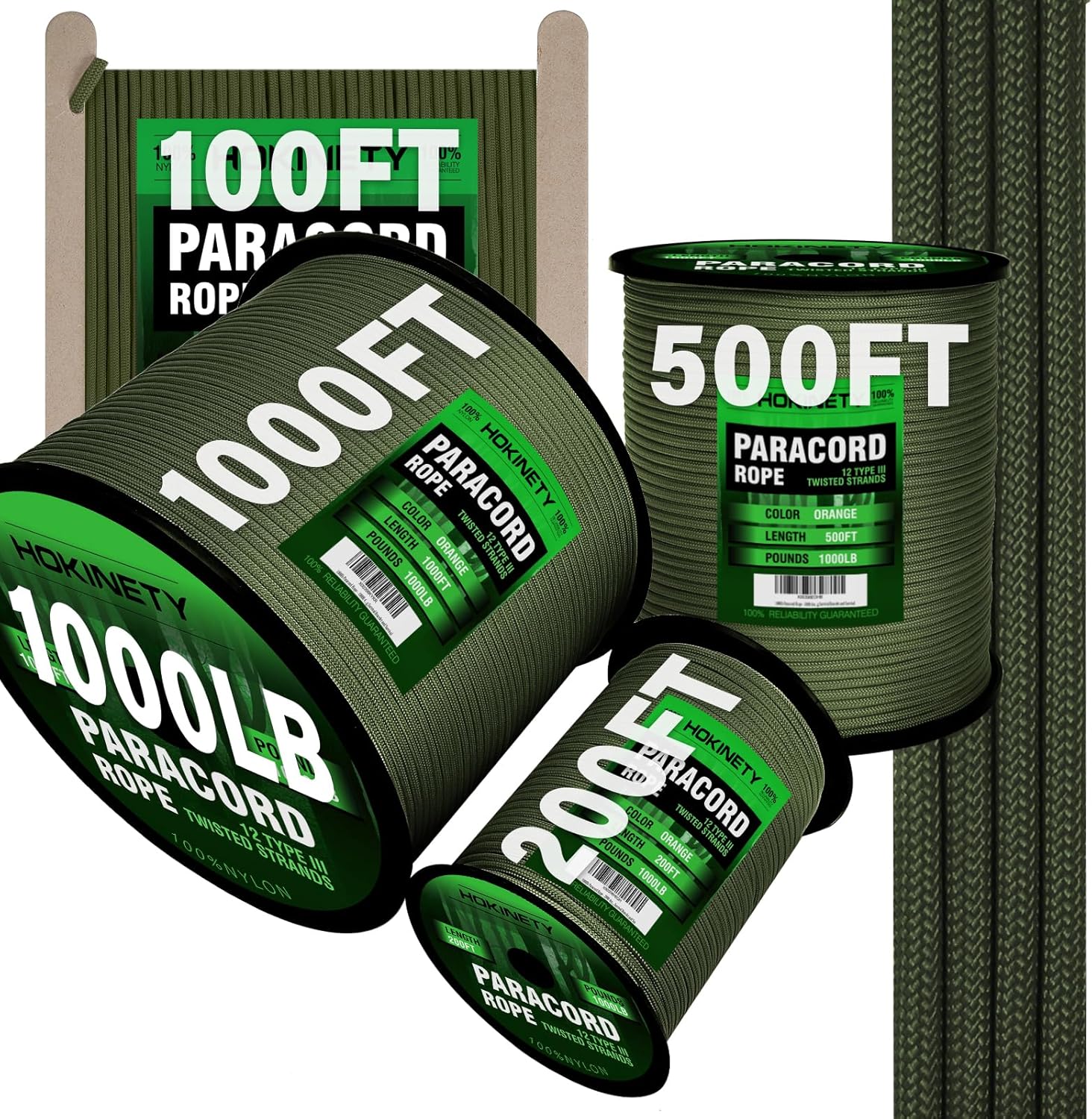1000Ib Paracord Rope - 100ft / 200ft / 500ft / 1000ft 4mm,12 Strand Parachute Sp...