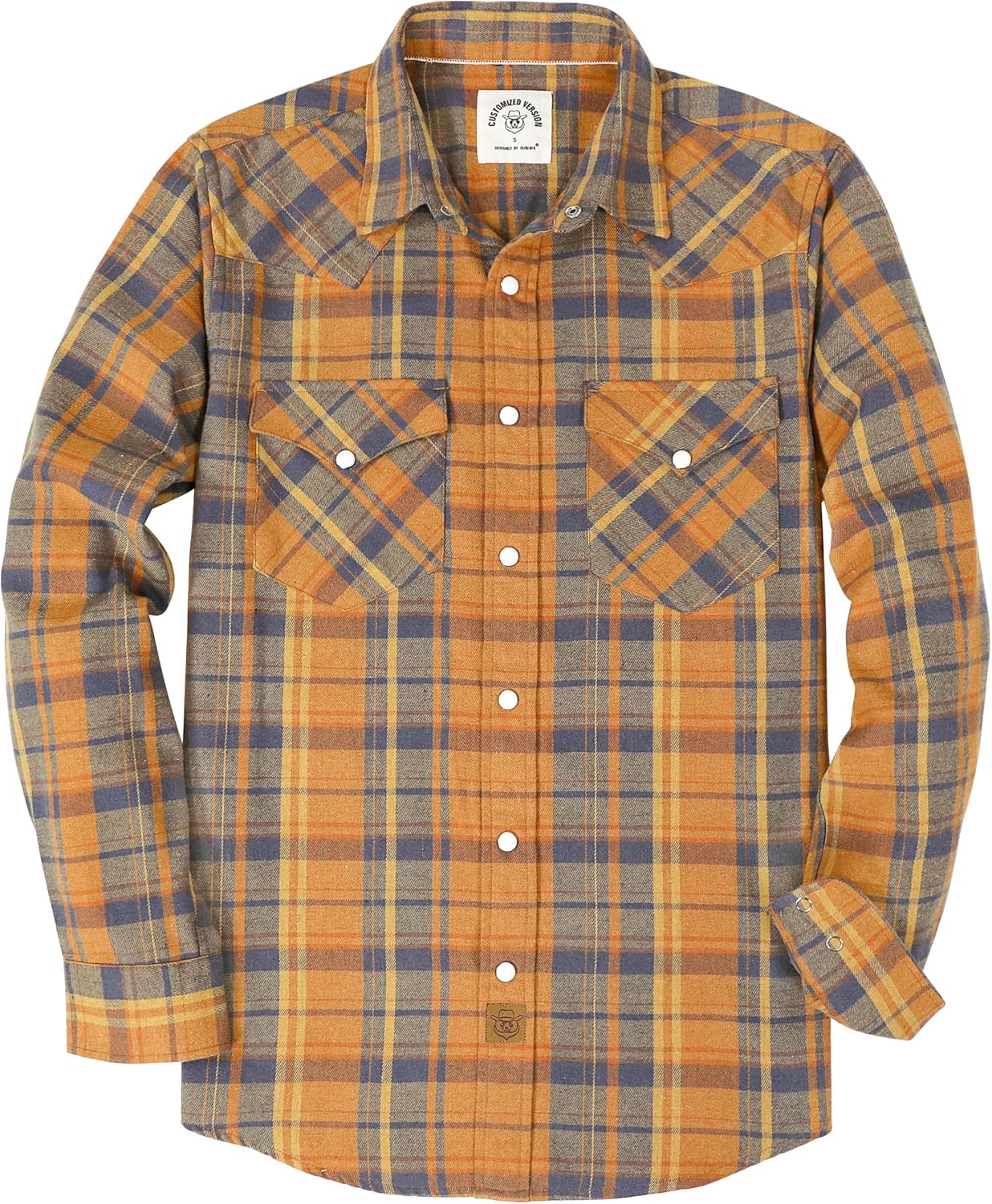 Dubinik® Flannel Shirt for Men Western Cowboy Pearl Snap Shirts for Men Long Sle...