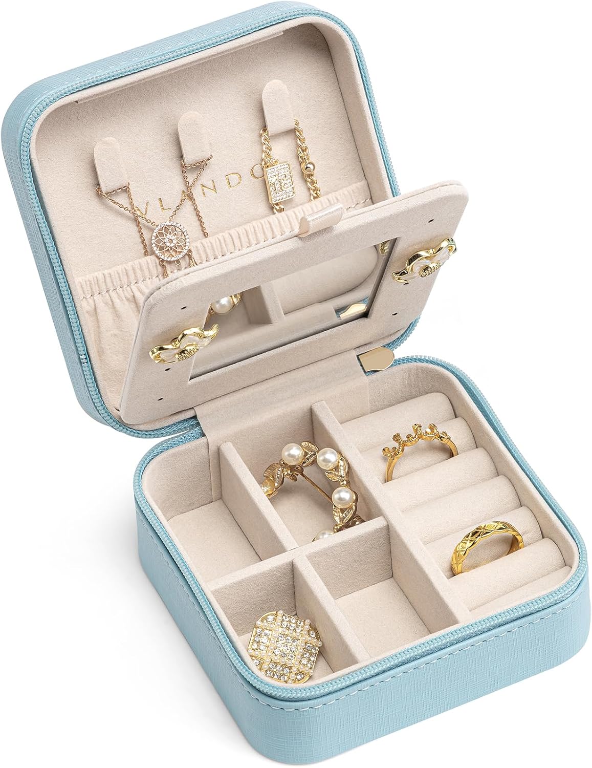 Vlando Small Travel Jewelry Box Organizer - Display Case for Girls Women Gift Ri...