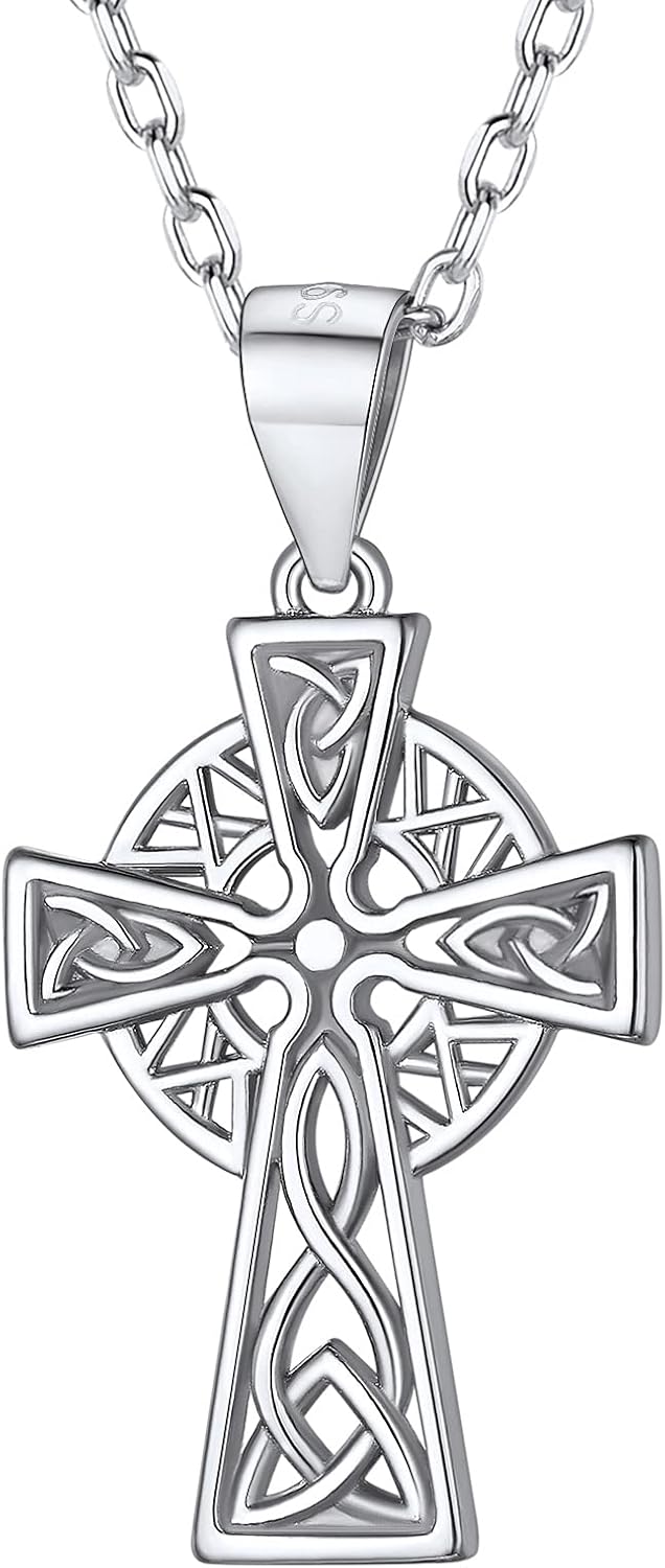 PROSILVER Women S925 Sterling Silver Celtic Knot Pendant Necklace with Chain, He...
