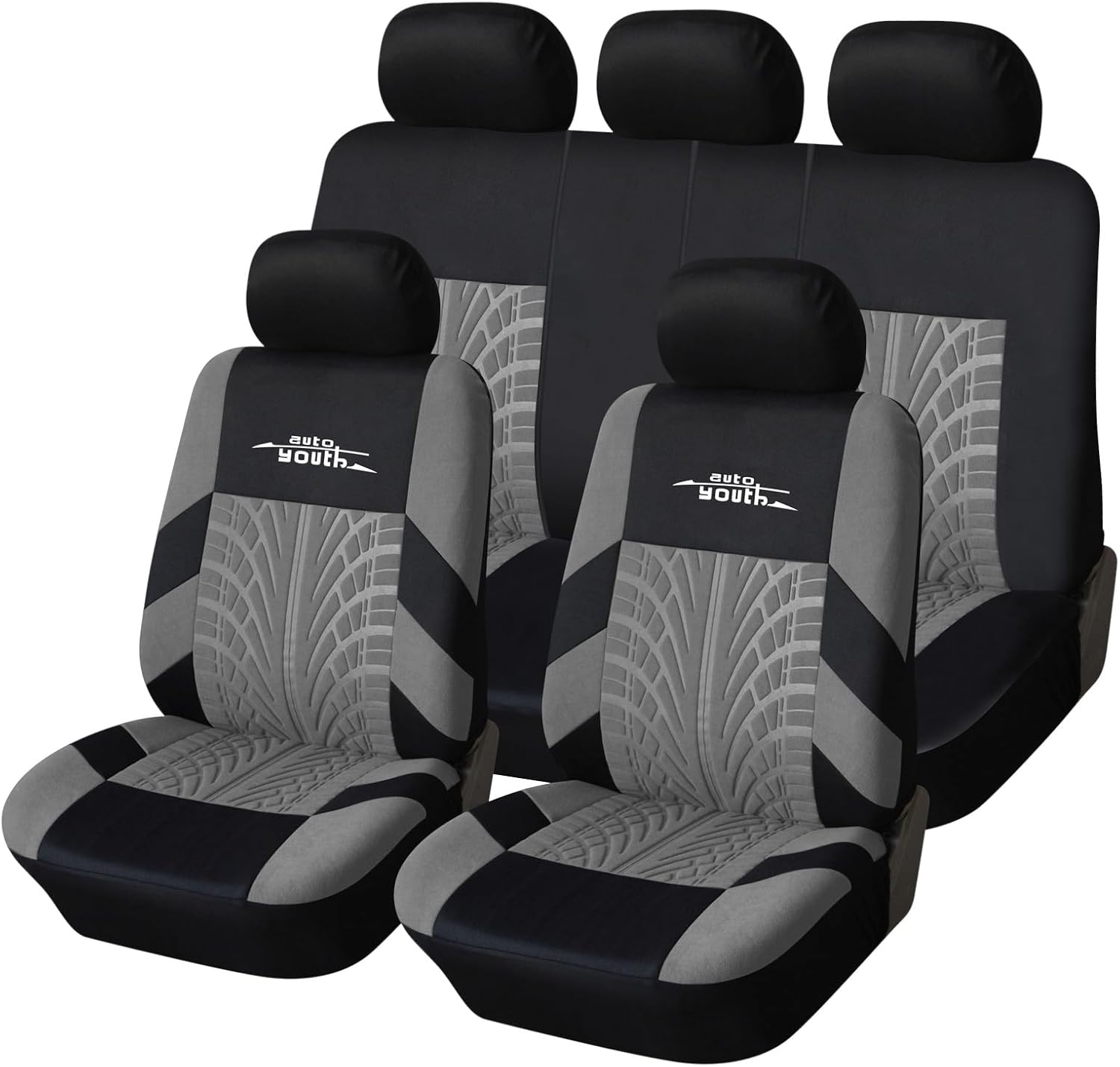 AUTOYOUTH Car Seat Covers Universal Fit Full Set Car Seat Protectors Tire Tracks...