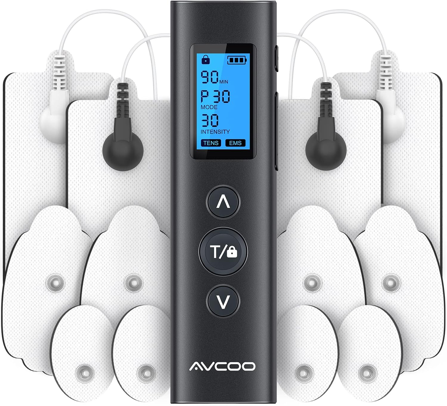 30 Modes TENS EMS Unit Compact Muscle Stimulator for Pain Relief, Rechargeable &...