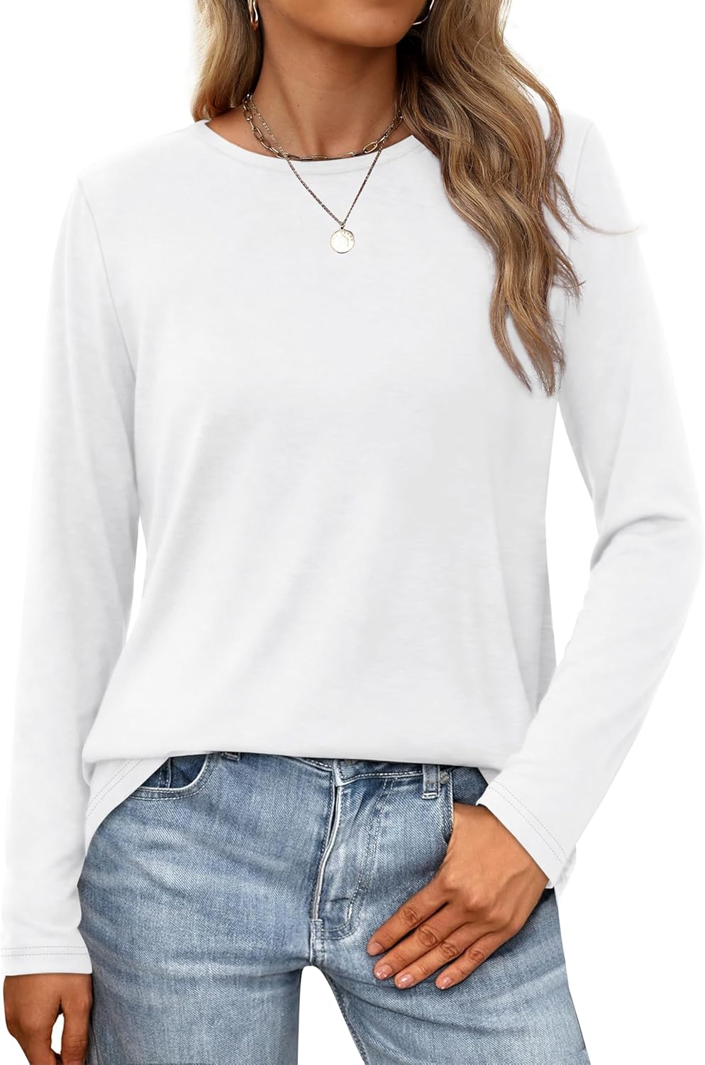 XIEERDUO Long Sleeve Shirts for Women Casual Crew Neck Basic Fall Tops Loose Fit...