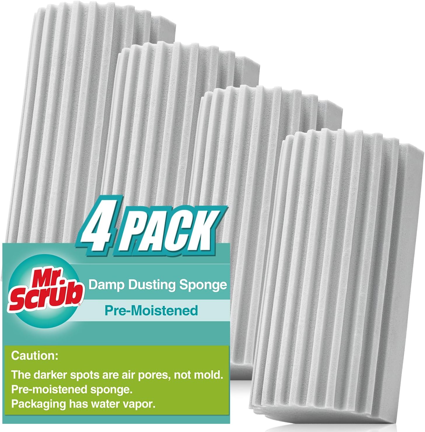 4 Pack Damp Dusting Sponge Duster, Grey Dust Cleaning Sponge, Reusable Household...