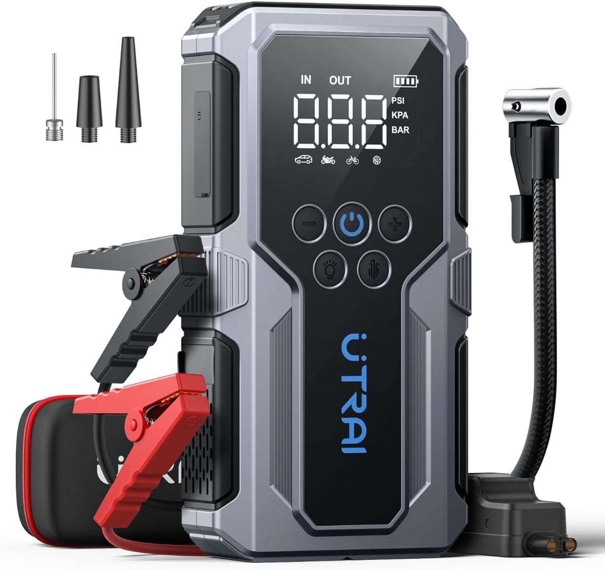Portable Car Jump Starter with Air Compressor, UTRAI 4000A 150PSI Car Battery Ju...