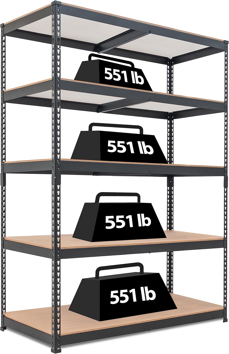 HOMEDANT 5 Tier Laminated Boltless Heavy Duty Garage Storage Adjustable Wide Siz...