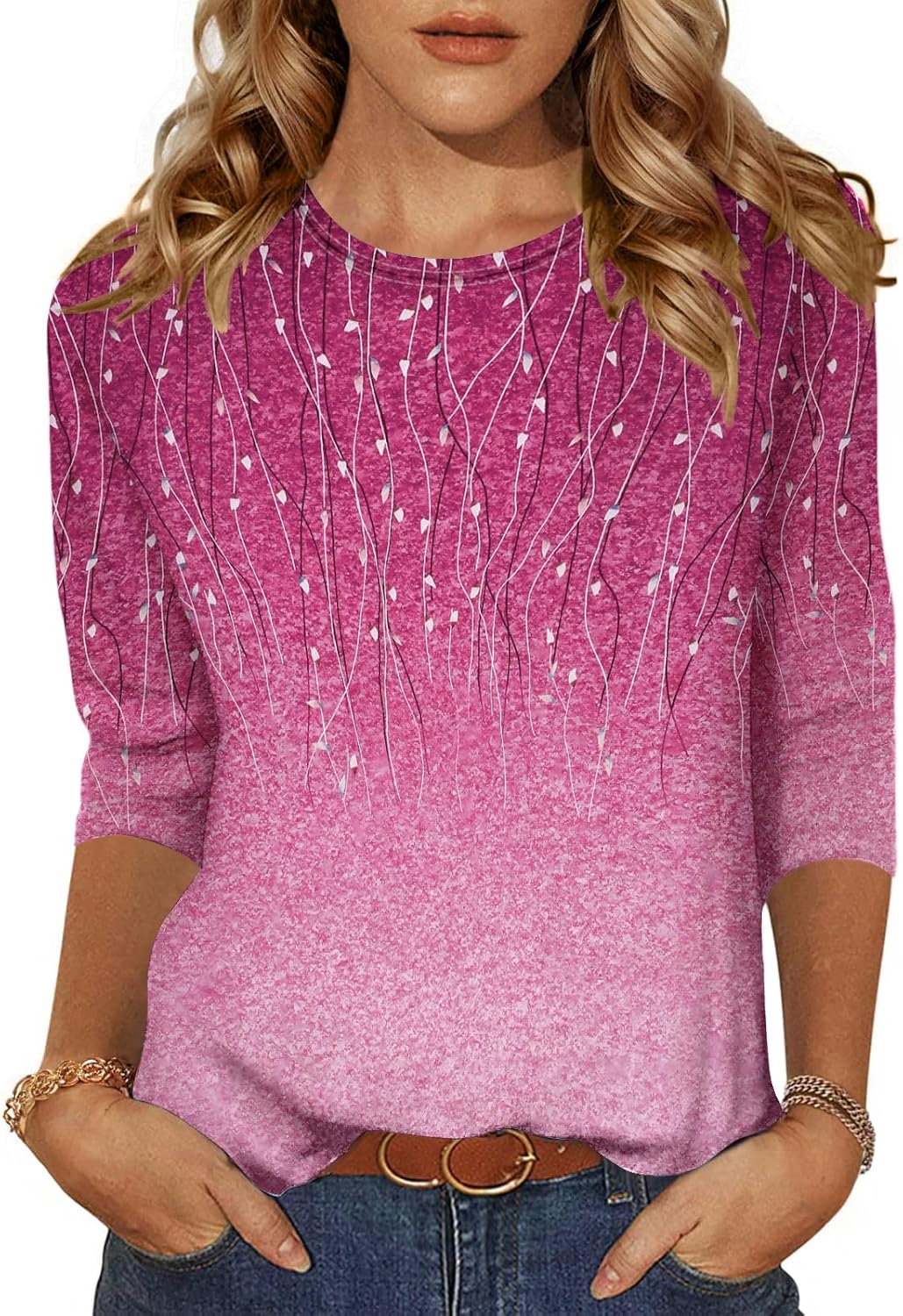 Zeagoo Women's Casual 3/4 Sleeve T-Shirts Round Ne...