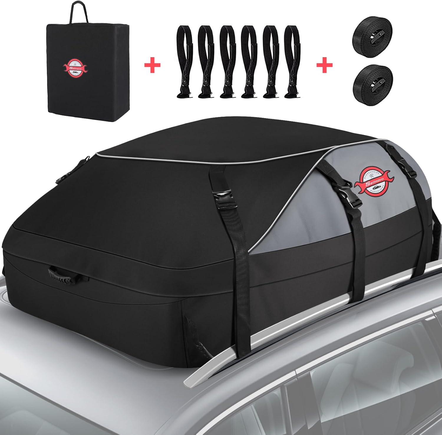Sailnovo Rooftop Cargo Carrier, 20 Cubic Feet Waterproof Vehicle Soft-Shell Carr...
