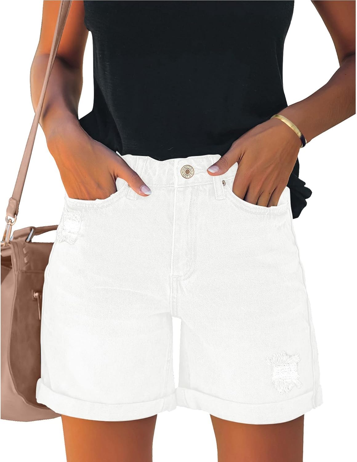 luvamia Women's Casual Ripped Denim Shorts High Rise Distressed Rolled Hem Jeans...