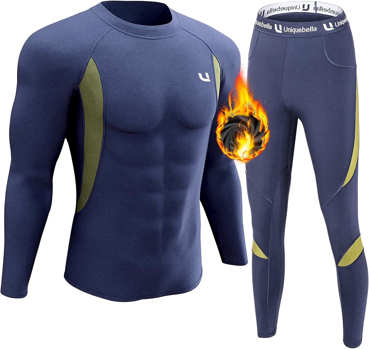 UNIQUEBELLA Mens Thermal Underwear Set Long Sleeve Tops Long Johns Thermal Base...