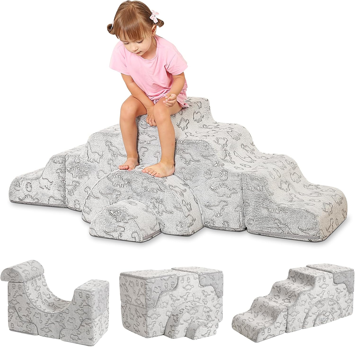 Kids Play Couch, Modular Toddler Couch for Climb Crawl, Convertible Glow Sofa, M...
