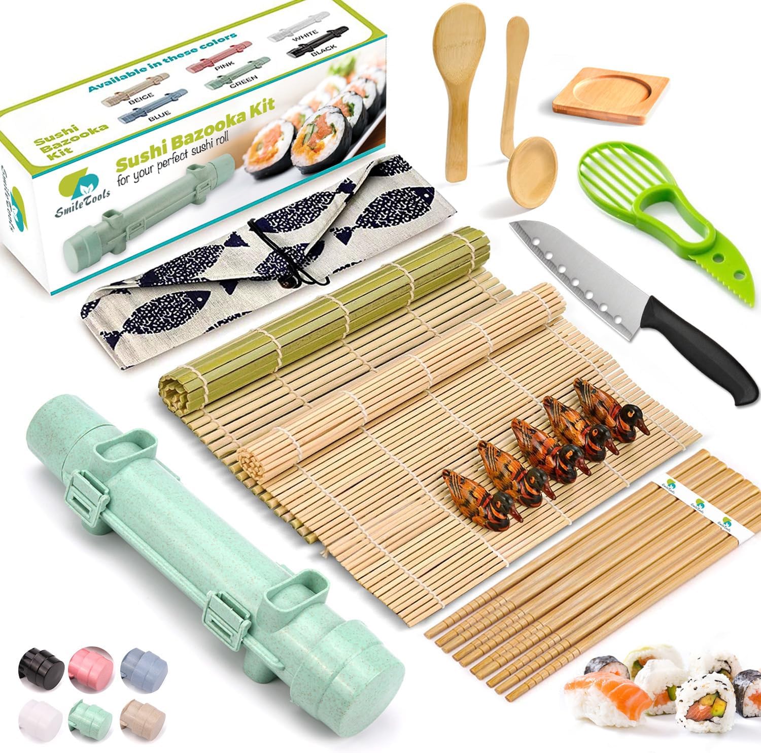 Sushi Making Kit, 22 in 1 Sushi Roller Sushi Maker Kit with Bamboo Sushi Rolling...