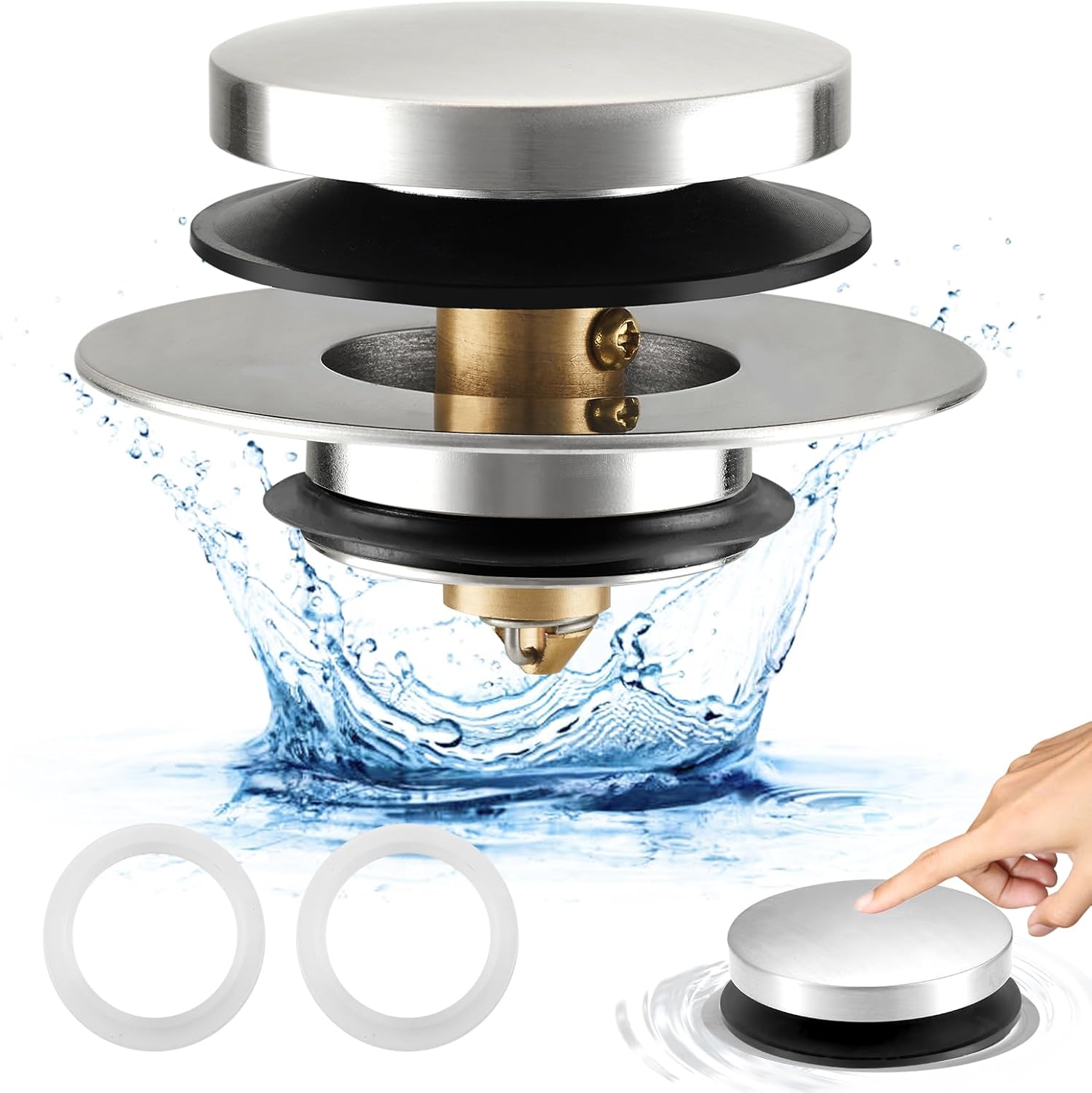 Bathtub Drain Stopper, Uxoz Universal Tub Stopper for Replacing Tip Toe/Trip Lev...