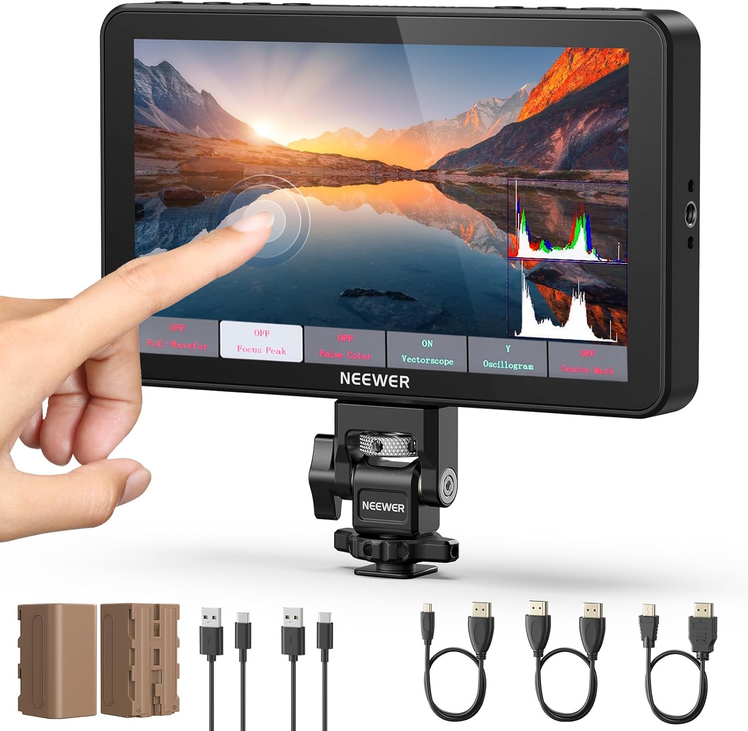 NEEWER F700 7" Camera Field Monitor, 2000nit HD 1920x1080 IPS Touch Screen with...