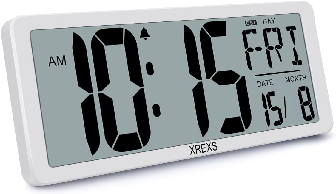 XREXS Large Digital Wall Clock, 14 Inch Large LCD Display Wall Digital Clock, Di...