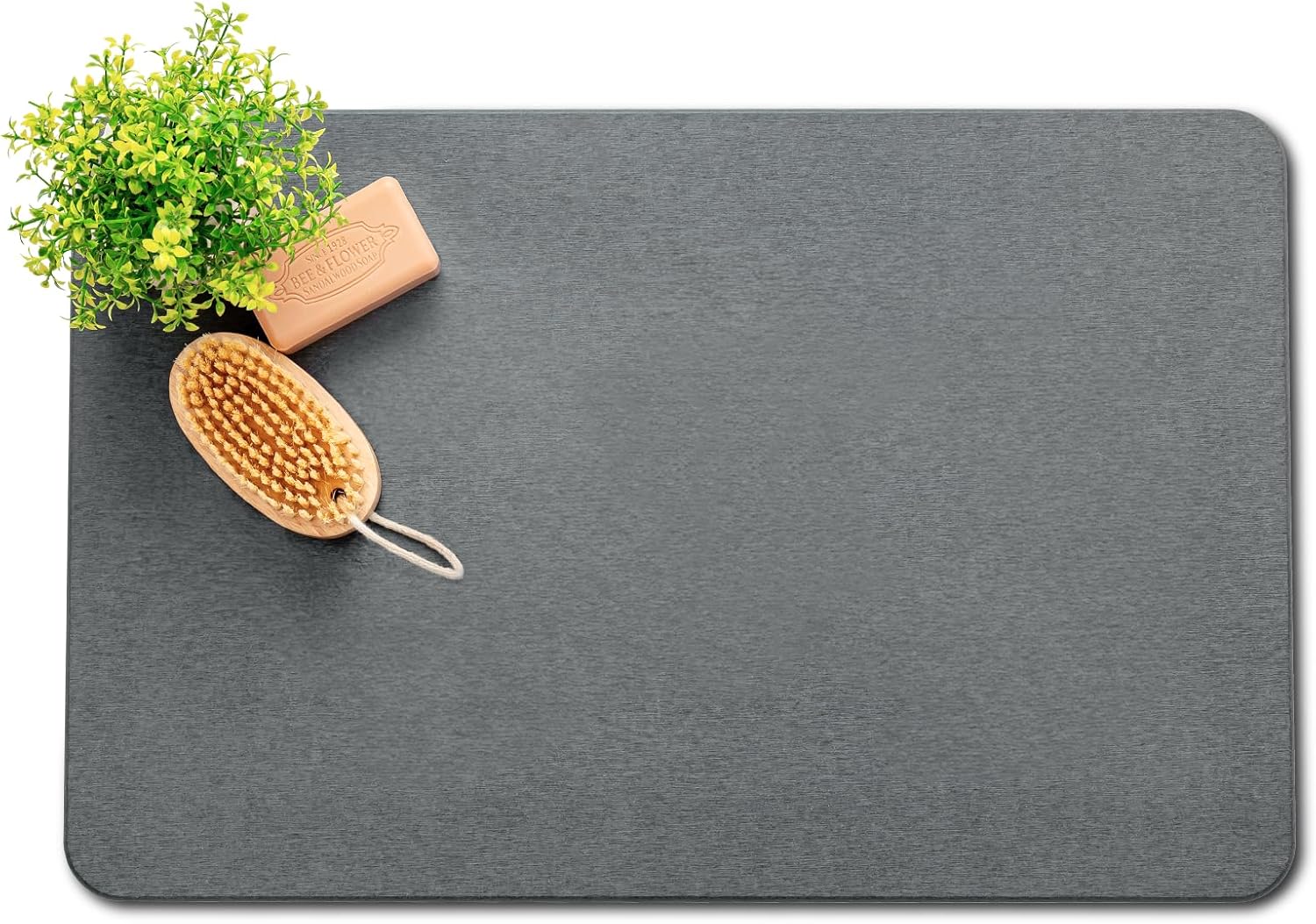 Stone Bath Mat, Non-Slip Natural Diatomaceous Earth Bath Mat, 23.5" x 15.5" Bath...