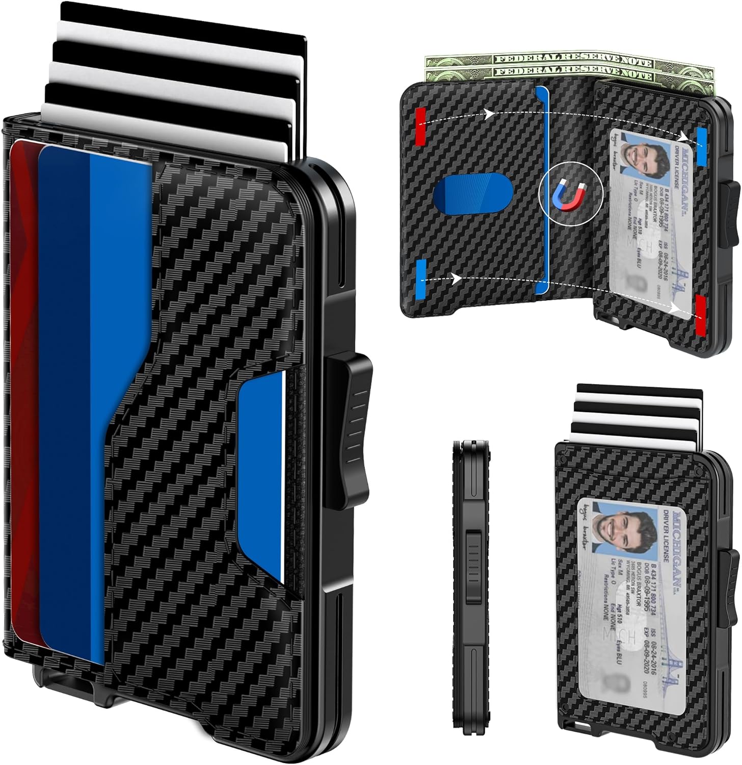 Wallet for Men - Pop Up Case, Cash Slot, and Credit Card Wallet - Slim Minimalis...