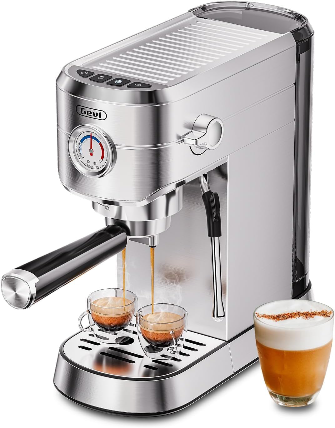 Gevi Espresso Machine 20 Bar, Professional Espresso Maker Latte Machine with Mil...