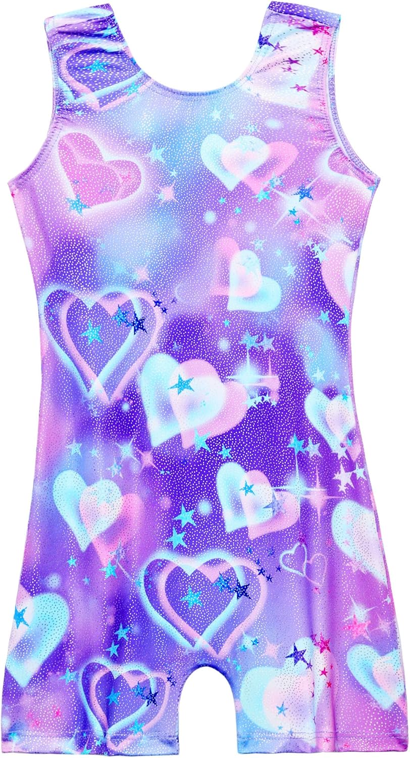 Domusgo Gymnastics Leotards for Girls Sparkly One-Piece Pro Kids Unitard Biketar...