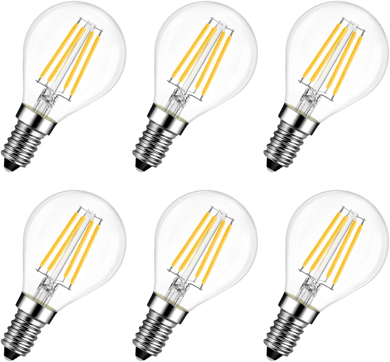 LVWIT E14 Golfball LED Filament Bulb, 60W Incandescent Bulb Equivalent, 5.5W P45...