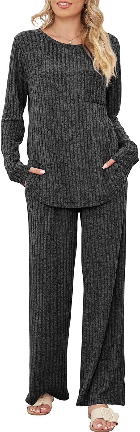 SotRong Ribbed Lounge Wear Sets for Women Uk Casual Two Piece Outfits Winter Aut...