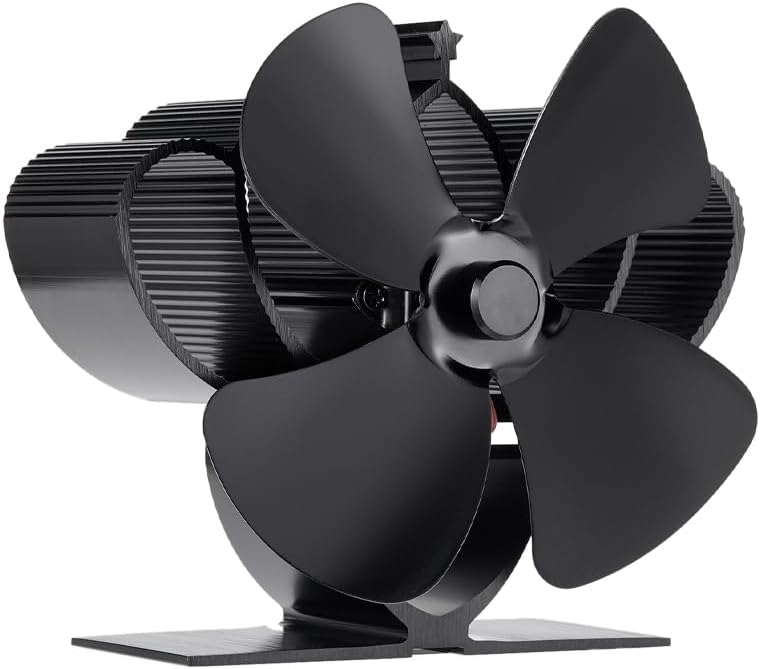 COMBIUBIU 4 Blade Mini Stove Fan Heat Powered Wood Log Burner Fan for Wood Burni...