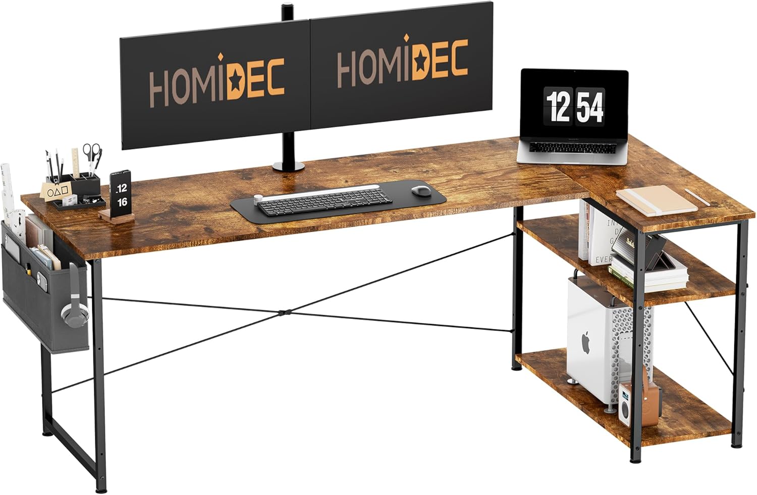 HOMIDEC L Shaped Desk 160CM Computer Desk Study Office Desk Gaming Desk Writing...