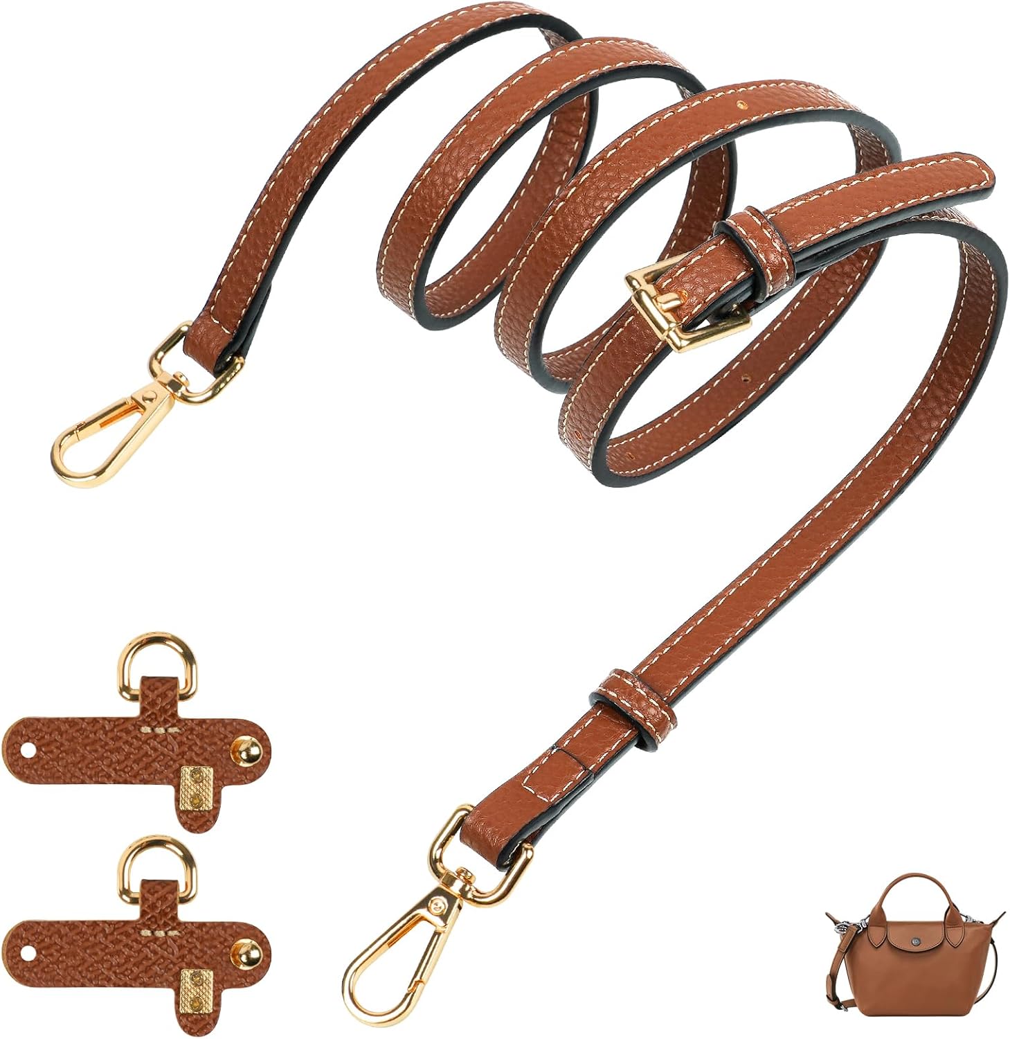Aucuu Leather Strap for Longchamp Bags, Mini Bag Strap for Longchamp, Handbags S...