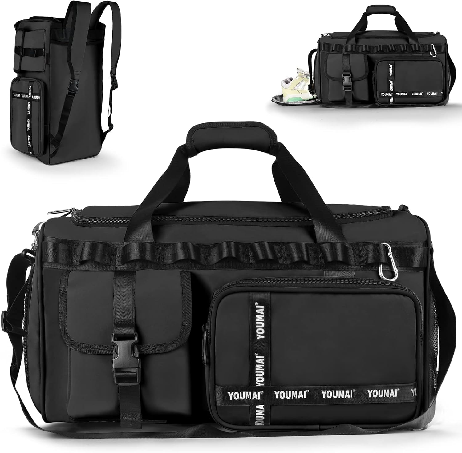 Gym Bag, 2 in 1 Upgrade Travel Bag Backpack Overnight Bags, 45L Portable Lightwe...
