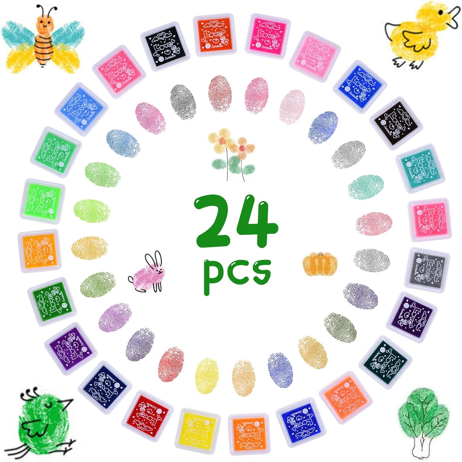 Vicloon Mini Craft Ink Pads, 24pcs Ink Stamp Pad, Finger Ink Pad Set Rainbow Sta...