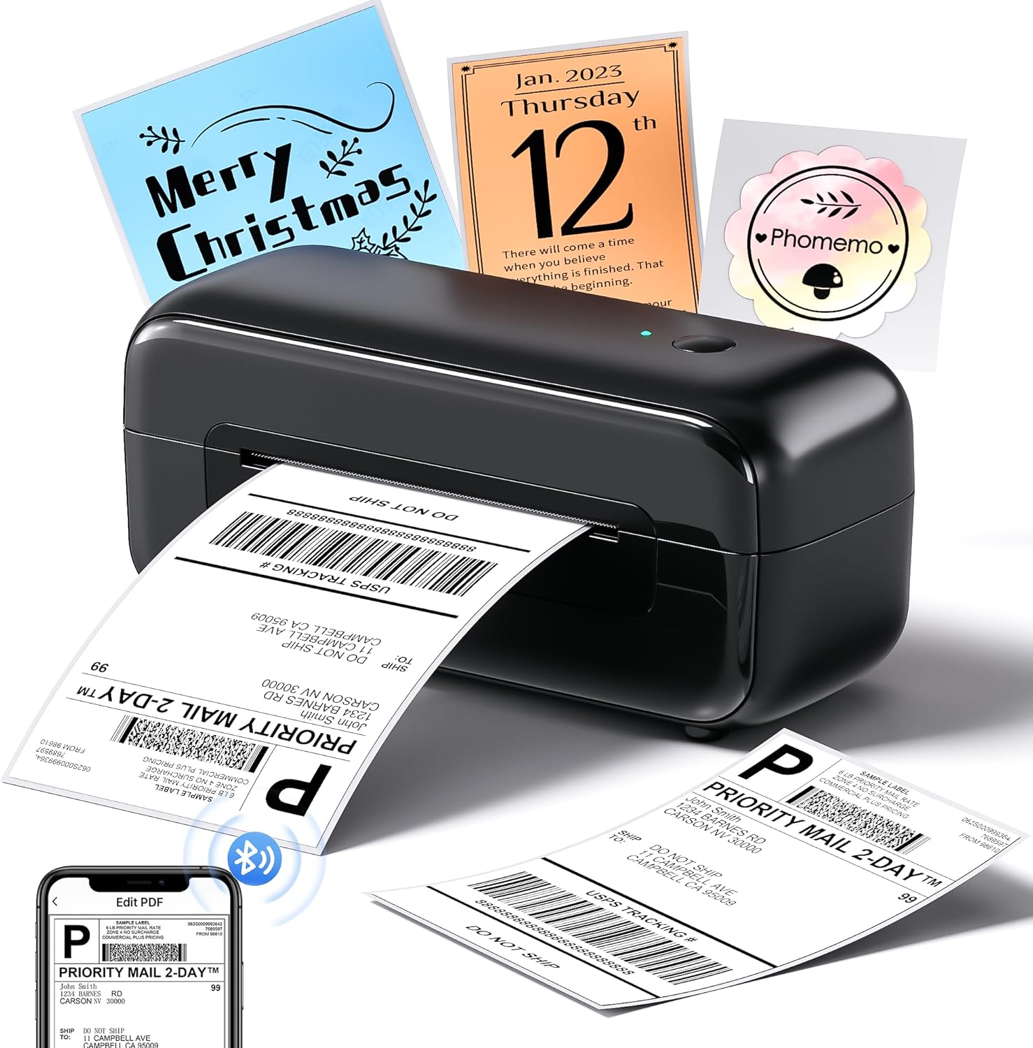 Phomemo Shipping Label Printer Bluetooth,PM246BT Thermal Label Printer 4x6 Posta...