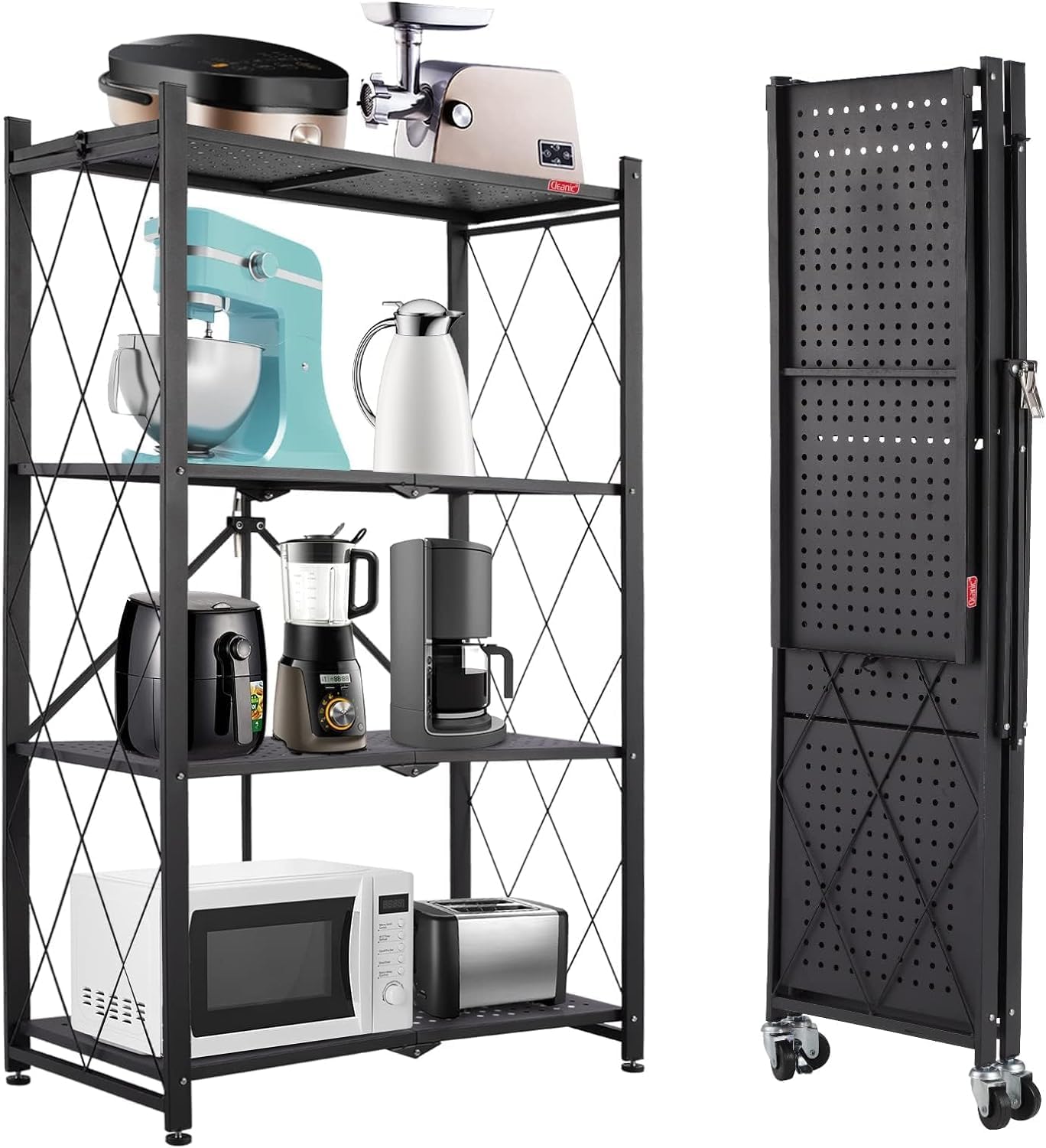 DEANIC Folding Storage Shelves,4 Tiers Metal Shelving Units for Storage 28x50x13...
