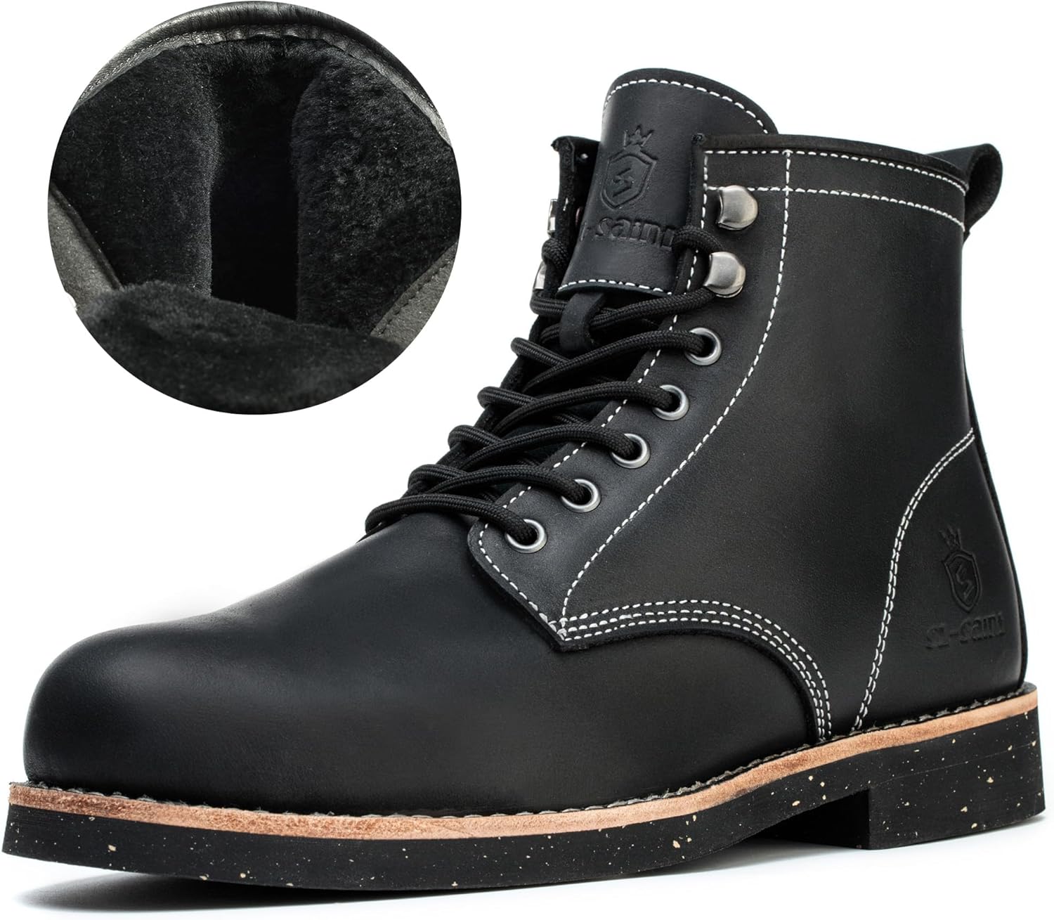SL-Saint Men's Handmade Soft Toe Classic Boots Waterproof-Leather Cowhide/Wool F...