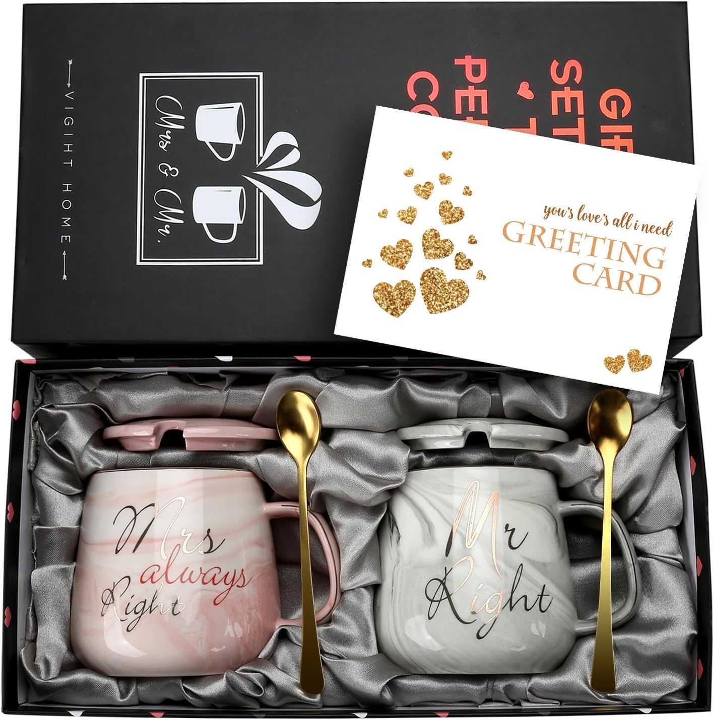 Mr Right and Mrs Always Right Couples Coffee Mugs Cups Gifts Set for Engagement...