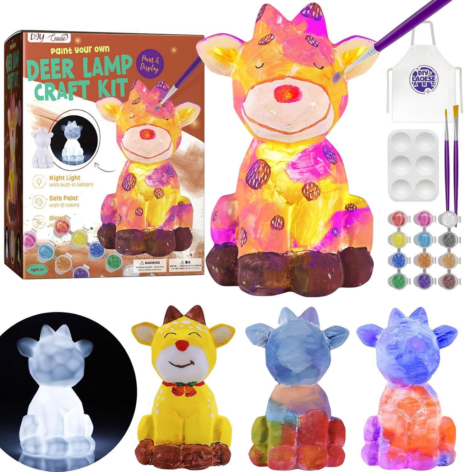 DIY-LAOESE Paint Your Own Deer Lamp Kit, Art Supplies Arts & Crafts Kit, Paintin...