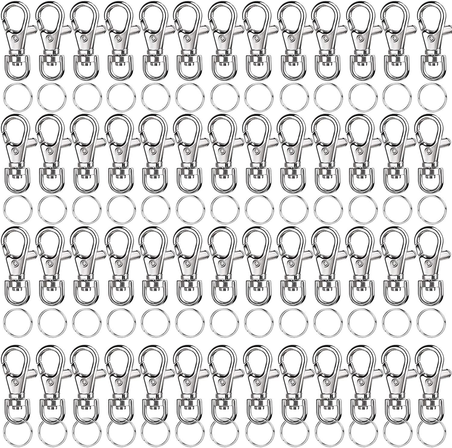 LEOBRO 120Pcs Lobster Clasps with Key Ring, Keyring Making Kit 60PCS Metal Lobst...