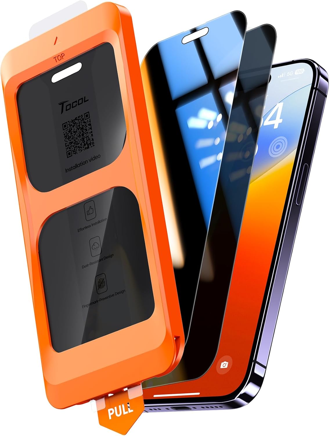 TOCOL 2 Pack for iPhone 14 Pro Privacy Screen Protector 6.1-Inch [True 25°Anti S...