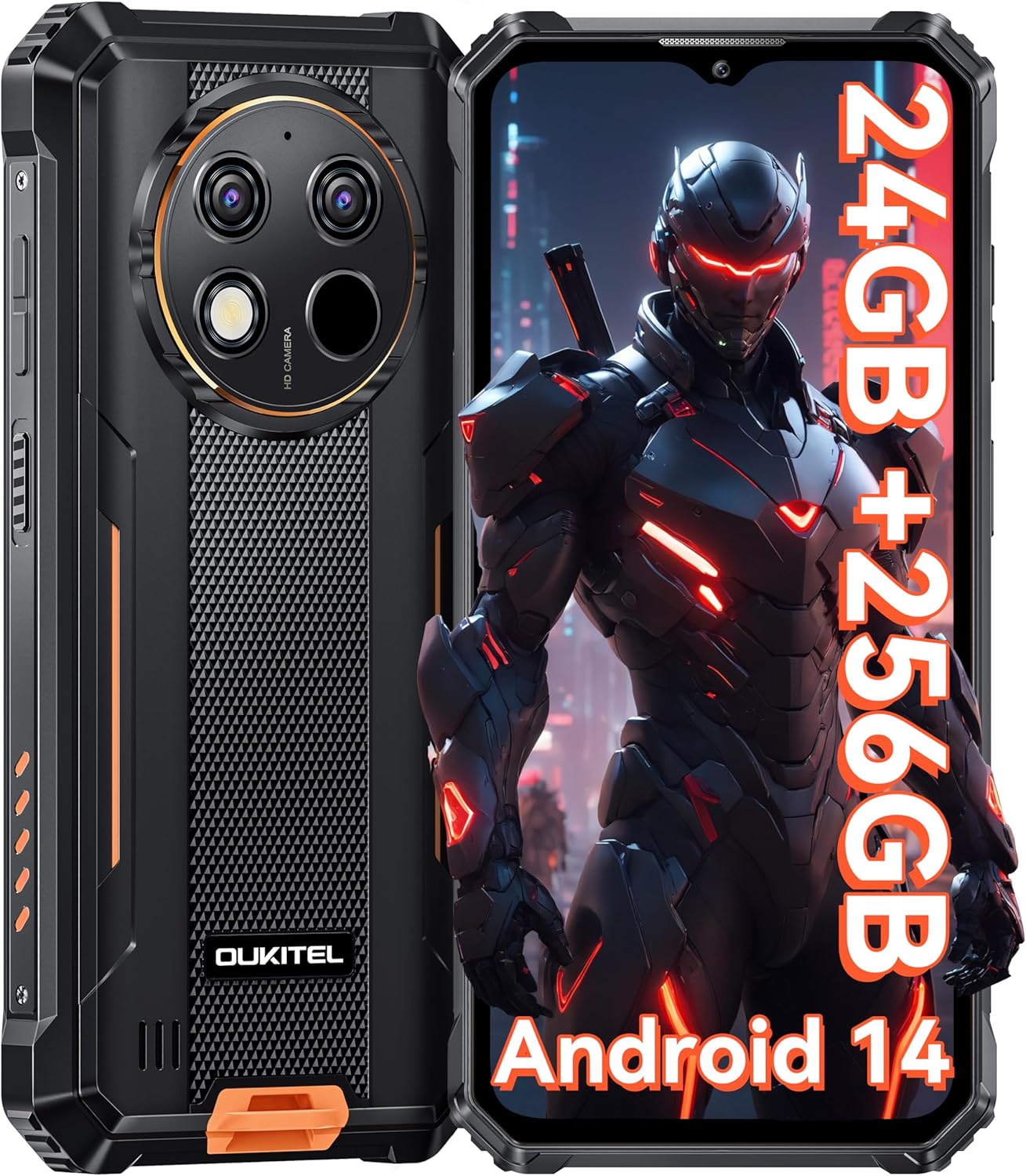OUKITEL G1 Rugged Smartphone - Android14, 24GB RAM+256GB ROM+1TB,10600mAh Batter...