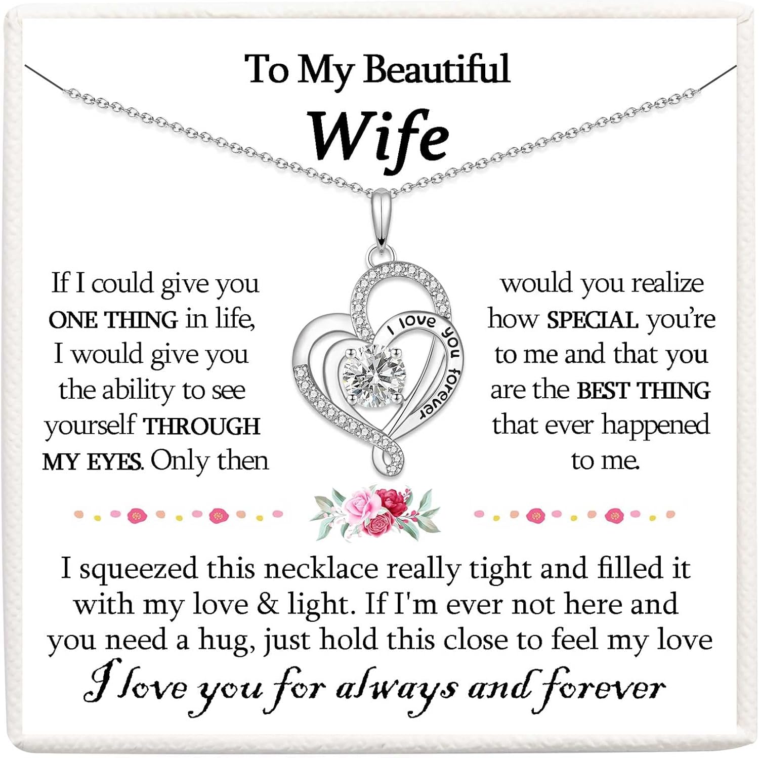 VOSAP Gifts for Her, Girlfriend Wife Necklace S925 Sterling Silver Heart Pendant...