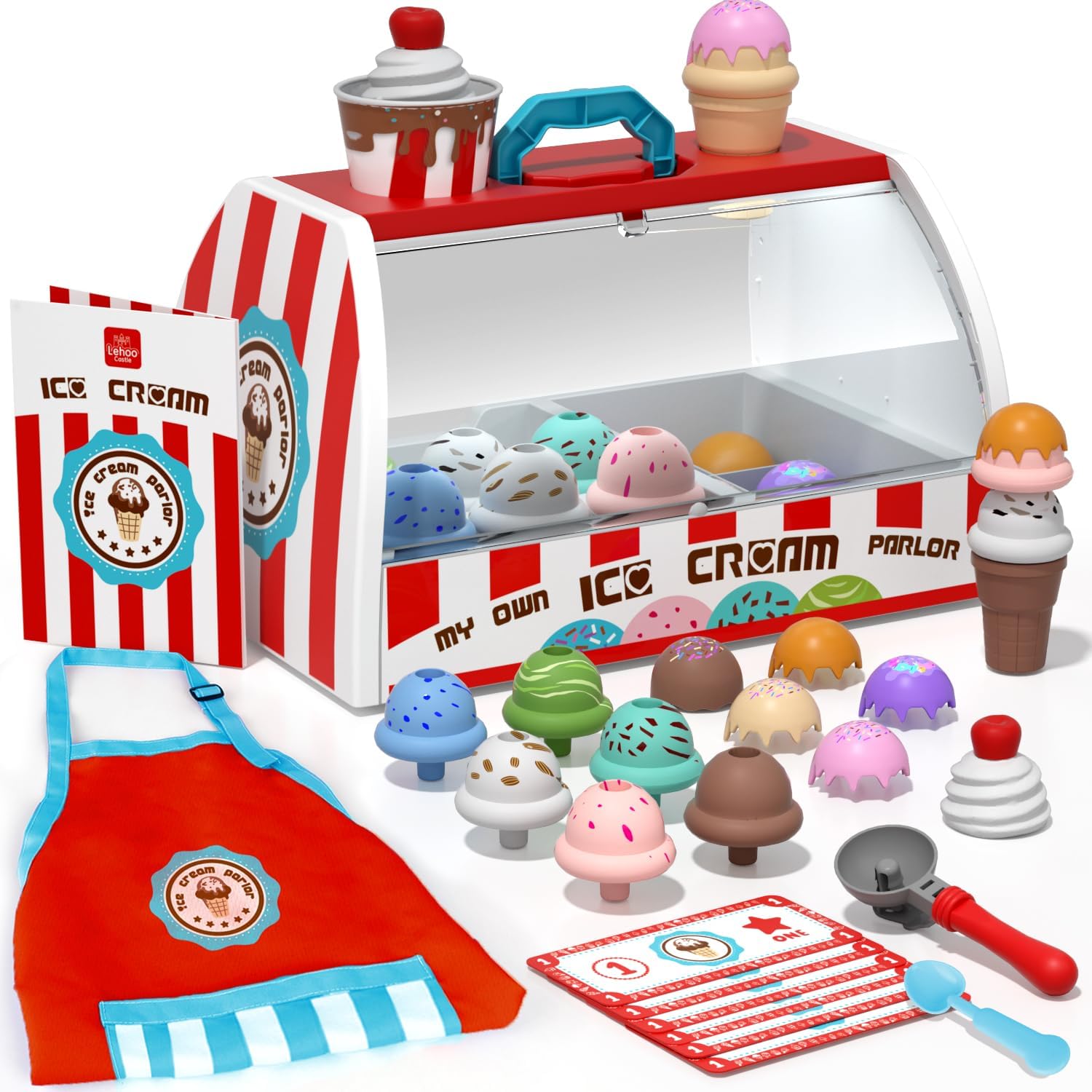Lehoo Castle Ice Cream Toys for Kids, Ice Cream Shop, Play Food, Play Kitchen Ac...