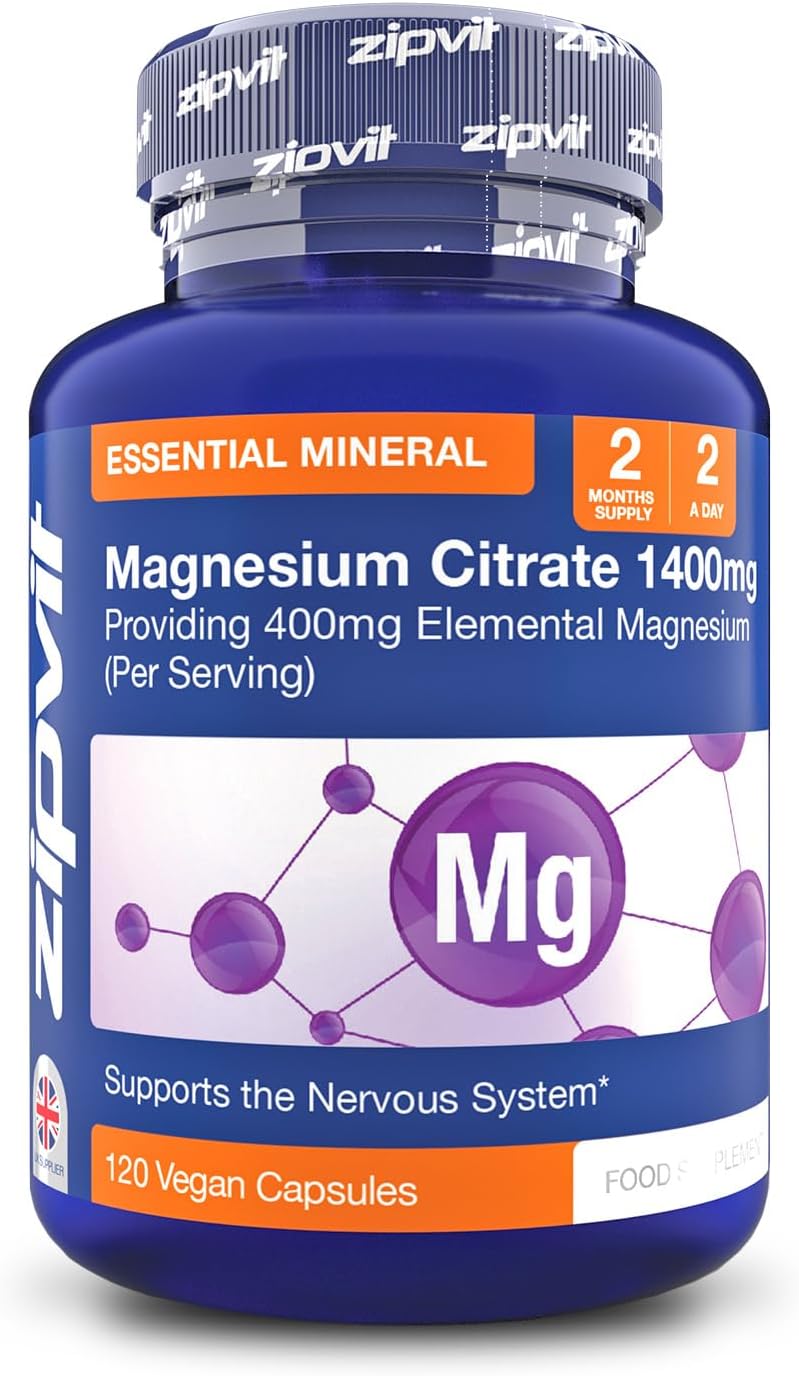 Zipvit Magnesium Citrate 1400mg, 400mg Elemental Magnesium, High Strength Magnes...
