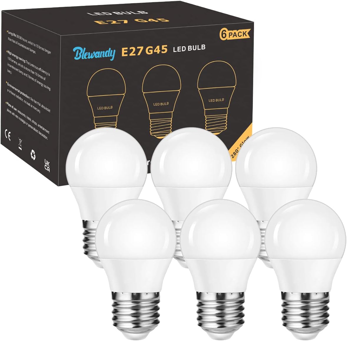 Blewandy E27 LED Bulb 5W, E27 Edison Screw (ES) Bulbs Equivalent 40W Incandescen...